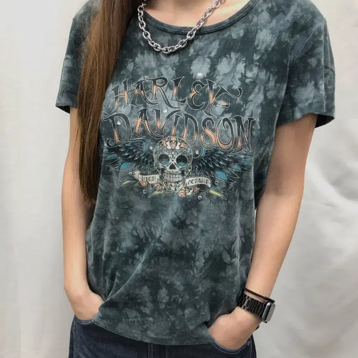 [BUNJANG] Harley-Davidson Marvel Washing Short-Sleeve T-Shirt / 할리데이비슨 마블 워싱 반팔