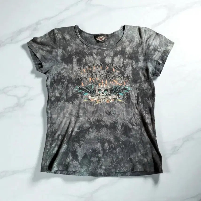 [BUNJANG] Harley-Davidson Marvel Washing Short-Sleeve T-Shirt / 할리데이비슨 마블 워싱 반팔