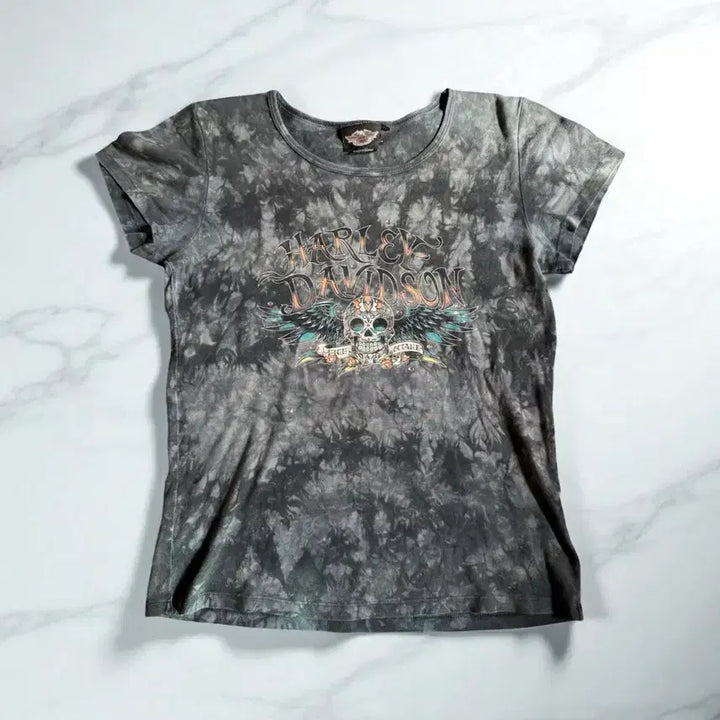 [BUNJANG] Harley-Davidson Marvel Washing Short-Sleeve T-Shirt / 할리데이비슨 마블 워싱 반팔