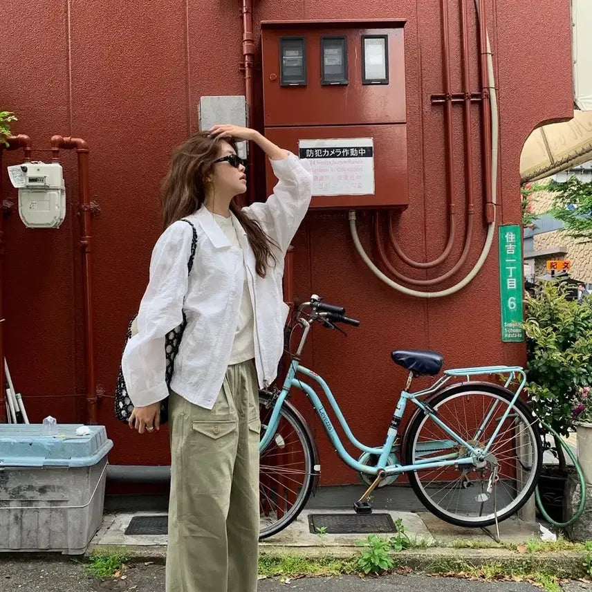 [BUNJANG] Thefouur Washed Herringbone Pants Beige Khaki / 더에프유 베이지카키팬츠 Washed Herringbone Pants