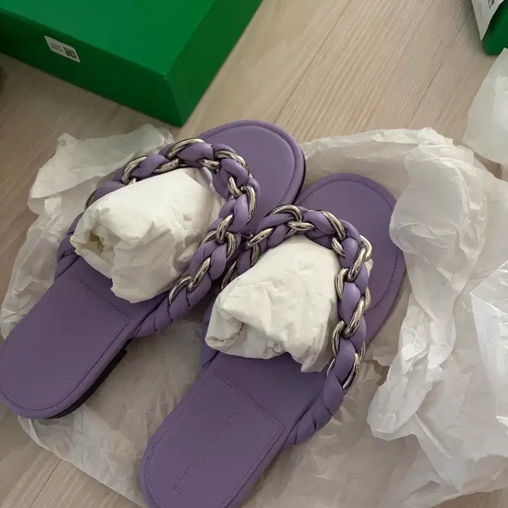 [BUNJANG] Bottega Veneta Chain Sandals Lavender Size 37 / 보테가베네타 슬리퍼 37