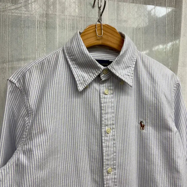 [BUNJANG] Polo Ralph Lauren Oxford Sky Blue Stripe Long Sleeve Shirt / Polo 폴로 랄프로렌 옥스포드 스카이블루 스트라이프 긴팔 셔츠 Size