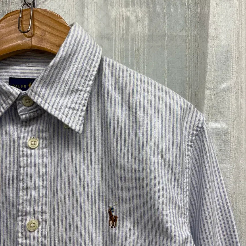 [BUNJANG] Polo Ralph Lauren Oxford Sky Blue Stripe Long Sleeve Shirt / Polo 폴로 랄프로렌 옥스포드 스카이블루 스트라이프 긴팔 셔츠 Size