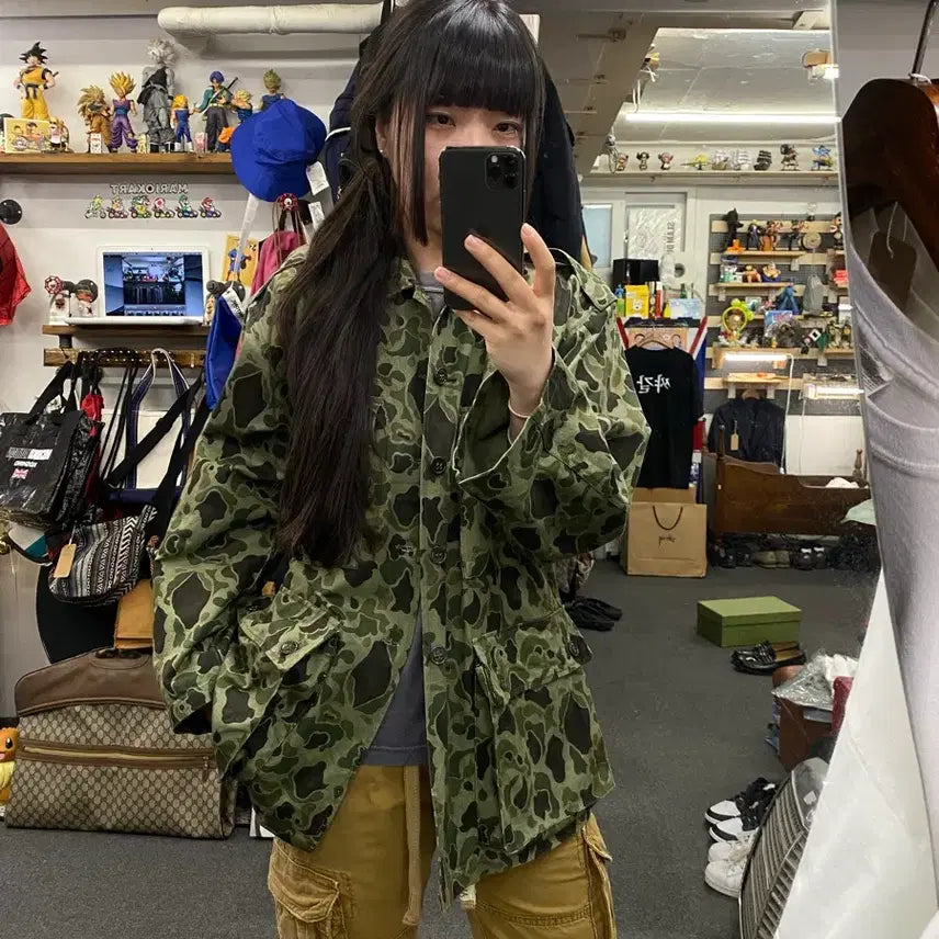 [BUNJANG] 60s Korean Army Military Camo Shirt XL / 60s korea army 밀리터리 카모 셔츠