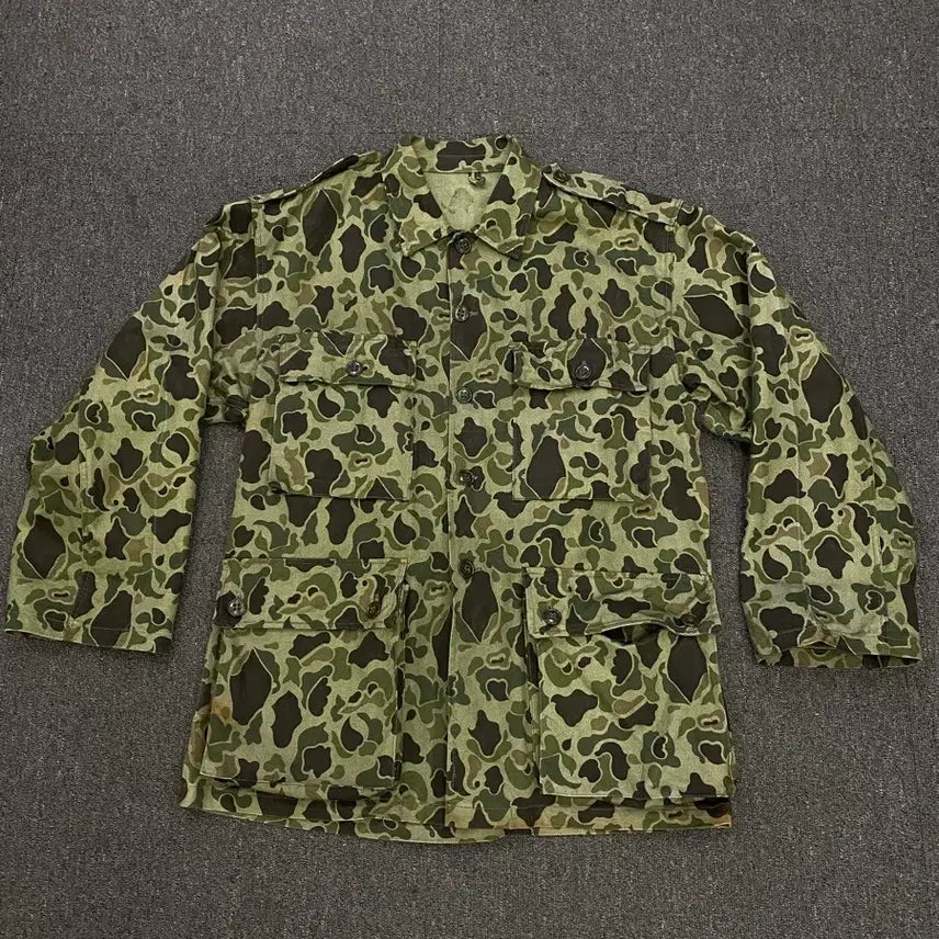 [BUNJANG] 60s Korean Army Military Camo Shirt XL / 60s korea army 밀리터리 카모 셔츠