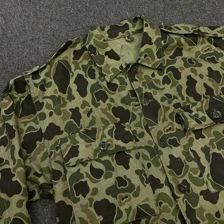 [BUNJANG] 60s Korean Army Military Camo Shirt XL / 60s korea army 밀리터리 카모 셔츠
