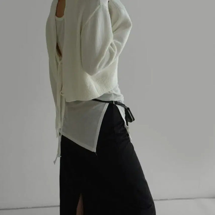 [BUNJANG] LaRoom Tencel Wool Blend Layered Sleeveless Top Ivory / 라룸 슬릿레이어드나시 아이보리