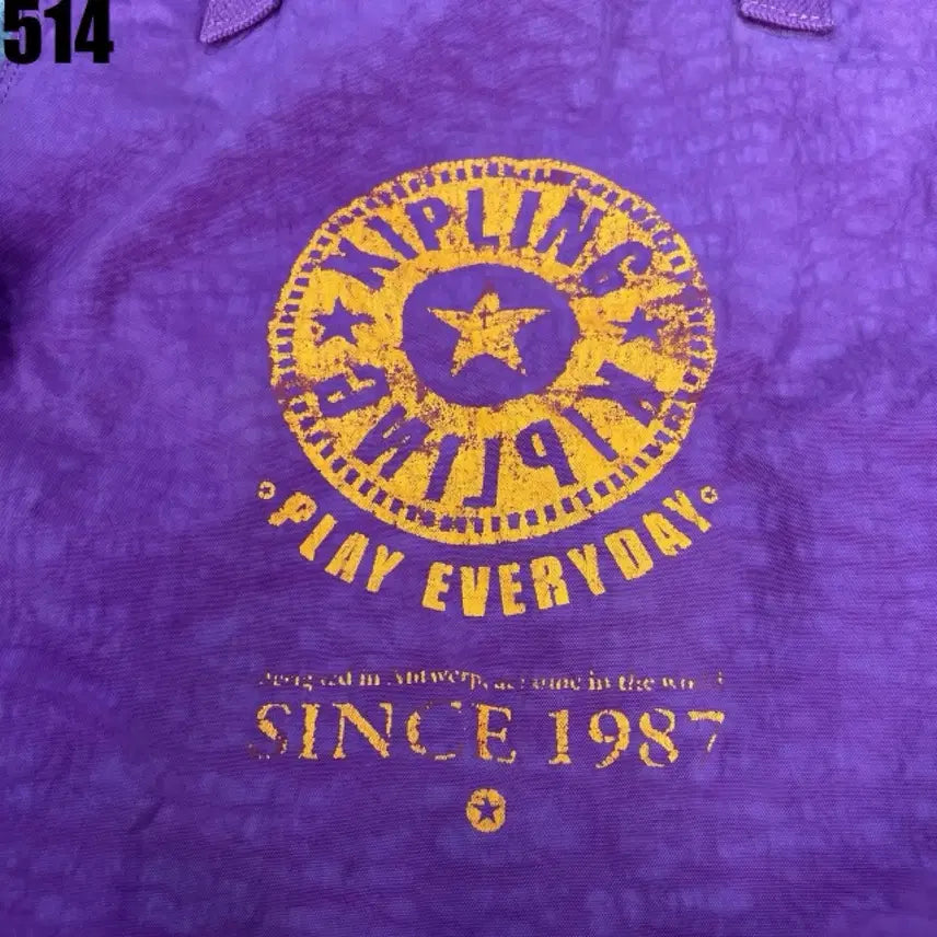 [BUNJANG] Kipling Purple Eco Bag with Keyring / 키플링 보라색 에코백 가방 + 키링