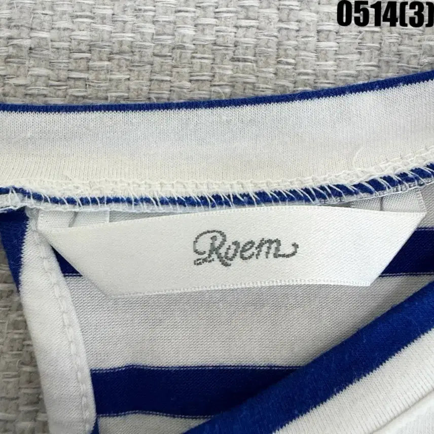 [BUNJANG] Roem Striped Lace Short-Sleeve T-shirt / 로엠 줄무늬 레이스 반팔 티셔츠 90 0514
