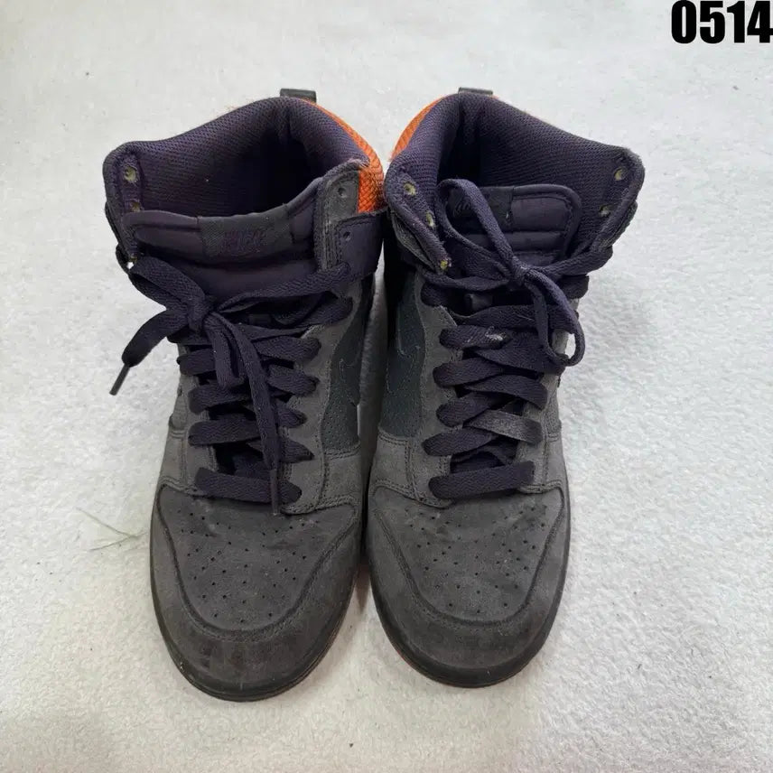 [BUNJANG] Nike Dunk High Grey/Purple/Orange Shoes (255) / 나이키 덩크 하이 회색/보라/주황 255