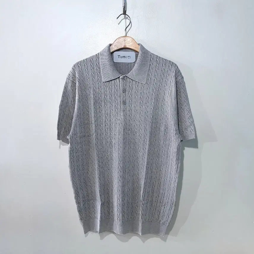 [BUNJANG] Henry Cable Short Sleeve Collar Knit 3 Color / SS신상) 헨리 케이블 반팔 카라니트 3color