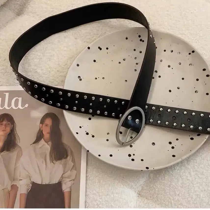 [BUNJANG] Black Studded Belt / 블랙 스터드 벨트