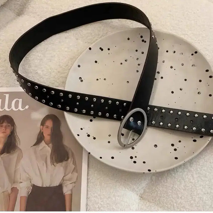 [BUNJANG] Black Studded Belt / 블랙 스터드 벨트