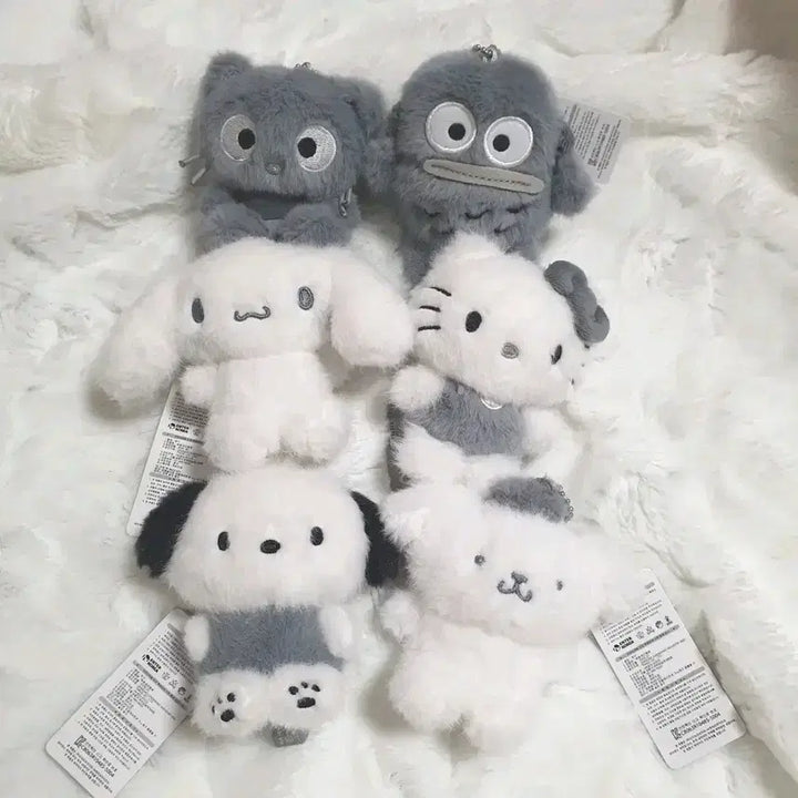 [BUNJANG] Sanrio Monotone 8 Inch Dolls/Keyrings - Hello Kitty, Hangyodon, Pochacco, Pompompurin, Chococat, Cinnamoroll / 산리오 모노톤8_ 키티 한교동 포차코 폼폼푸린 초코캣 시나모롤 인형 키링