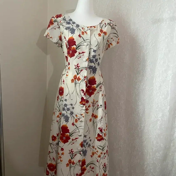 [BUNJANG] Floral Pattern Lace-Up Dress / 플라워 패턴 레이스업 원피스