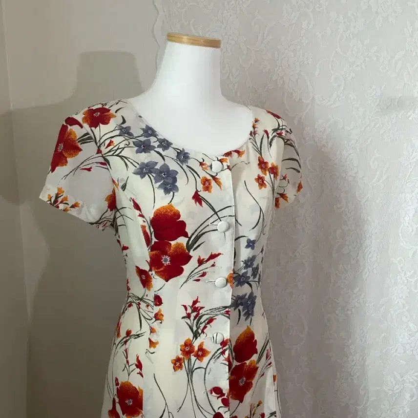 [BUNJANG] Floral Pattern Lace-Up Dress / 플라워 패턴 레이스업 원피스