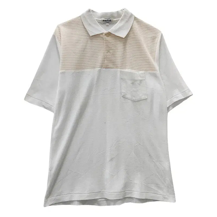 [BUNJANG] Vintage Striped Casual Collar T-Shirt Made in Japan / 빈티지 배색스트라이프 캐주얼 카라티 MADE IN JAPAN