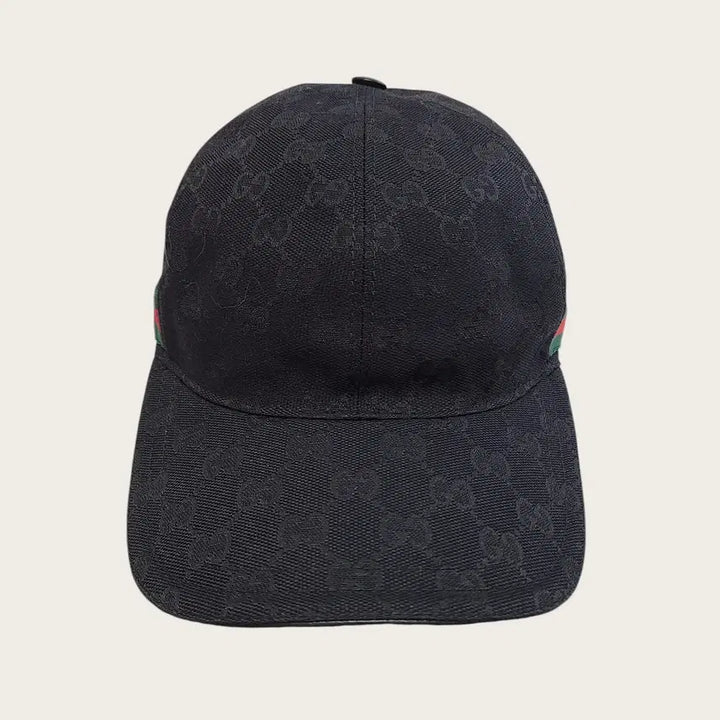 [BUNJANG] Gucci Black Three-Stripe Web GG Canvas Baseball Cap / [M] 구찌 블랙 삼선 웹 GG 캔버스 볼캡 모자
