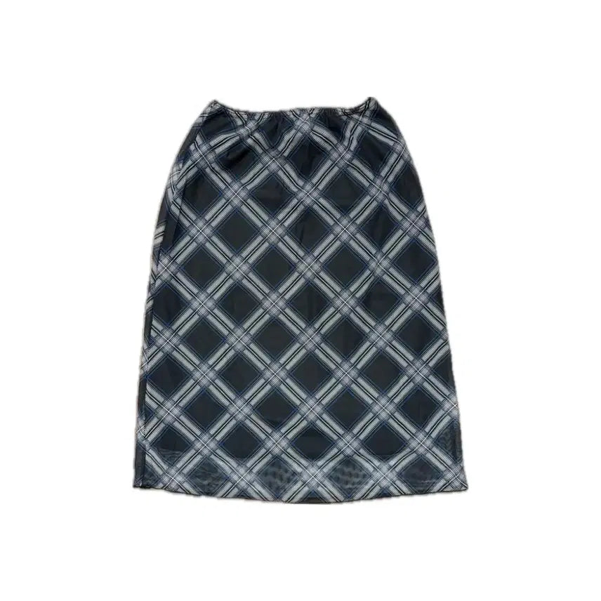 [BUNJANG] Ribbon Plaid Long Skirt Black / 리본 체크무늬 롱스커트 블랙