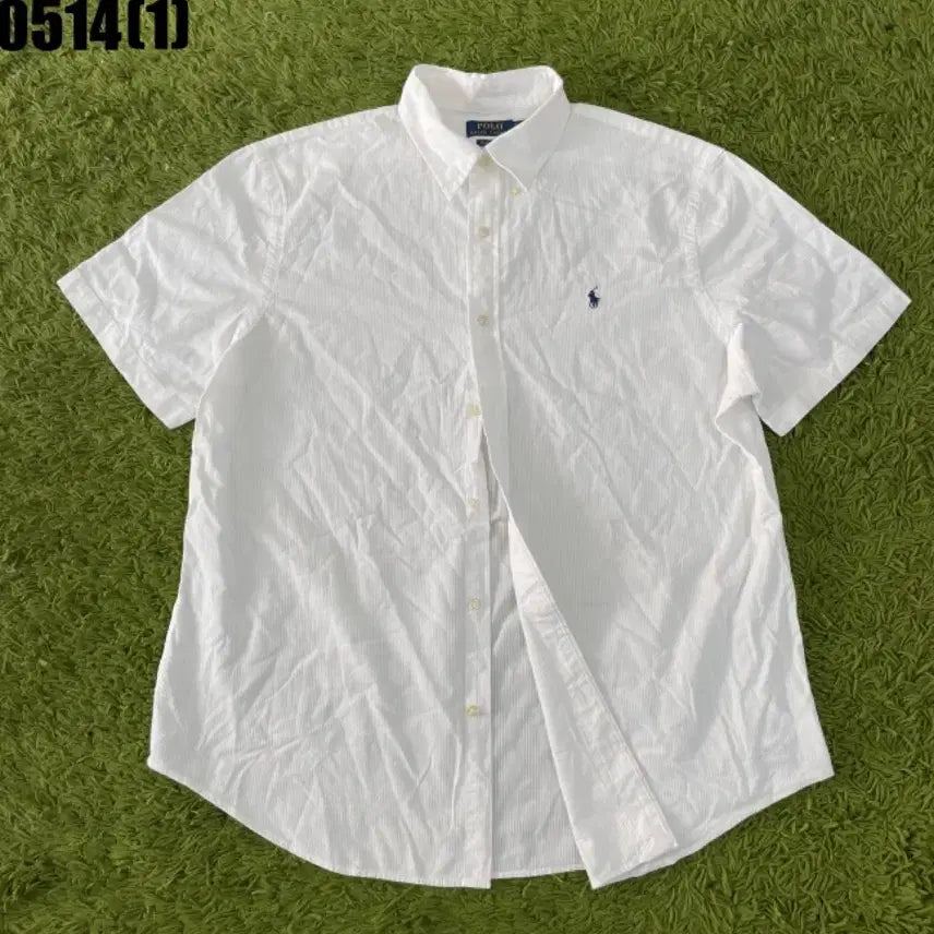 [BUNJANG] Polo Ralph Lauren White Seersucker Short Sleeve Shirt / 폴로 랄프로렌 반팔 셔츠 화이트 시어서커