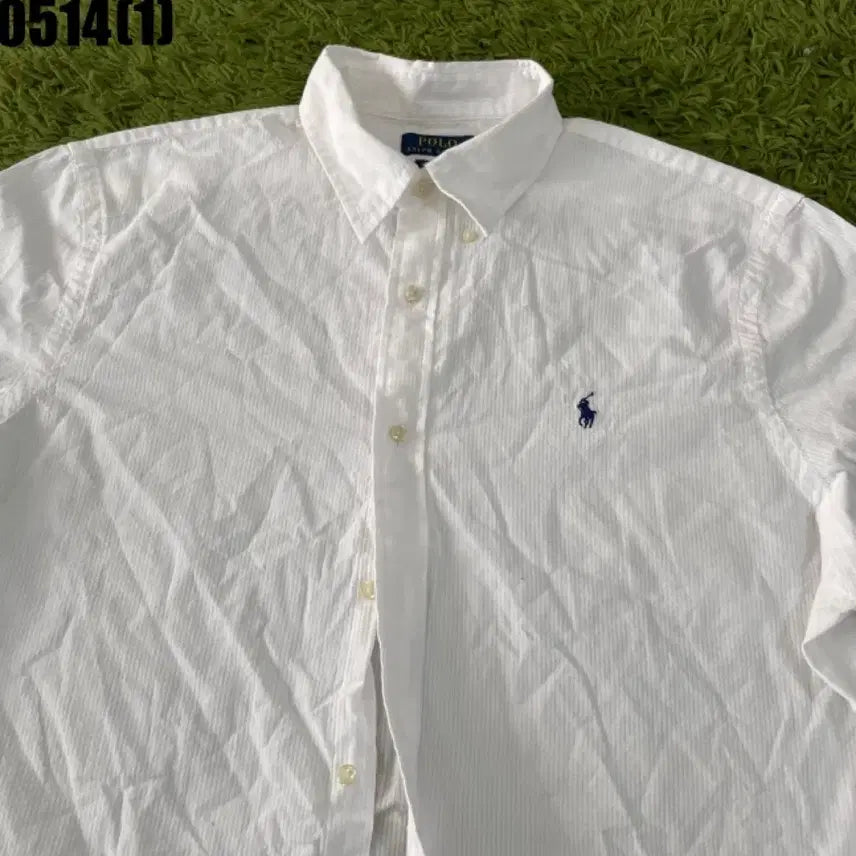 [BUNJANG] Polo Ralph Lauren White Seersucker Short Sleeve Shirt / 폴로 랄프로렌 반팔 셔츠 화이트 시어서커