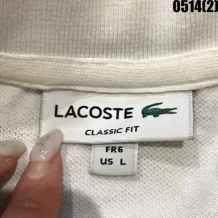 [BUNJANG] Lacoste White Short Sleeve Polo T-Shirt L / 라코스테 흰색 반팔 폴로티셔츠 L