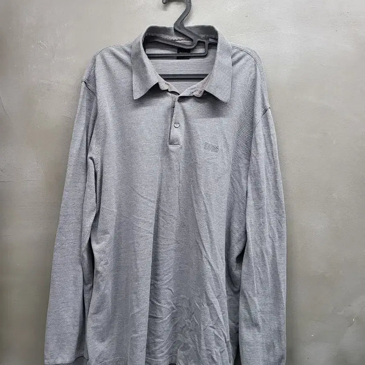 [BUNJANG] BOSS Long Sleeve Polo Shirt Grey / 보스 BOSS 긴팔 폴로 셔츠 그레이110