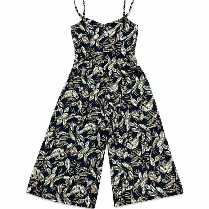 [BUNJANG] Leaf Pattern Strap Jumpsuit / 나뭇잎 패턴 끈나시 점프수트