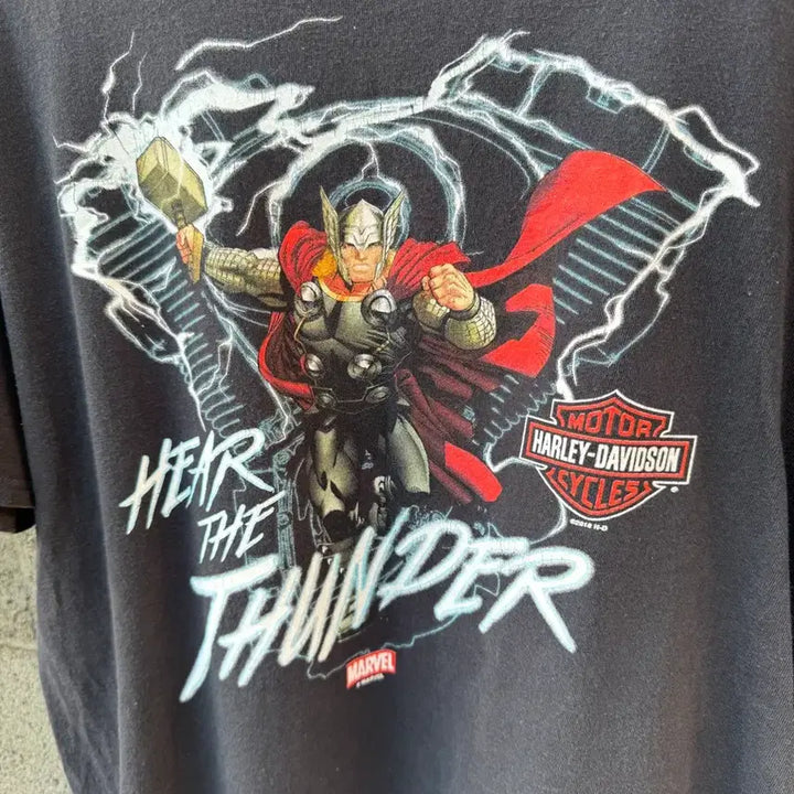 [BUNJANG] Harley-Davidson 2018 Thor Print Vintage T-Shirt (L) / 2018 할리데이비슨 빈티지 마블 토르 프린팅 반팔 티셔츠 L