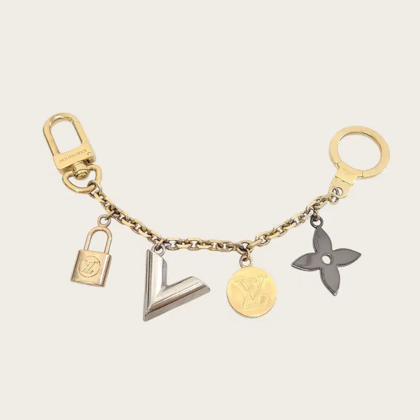 [BUNJANG] Louis Vuitton Monogram Flower Kaleido V Padlock Keyring Bag Charm / 루이비통 모노그램 플라워 칼레이도 V 패드락 키링 백참