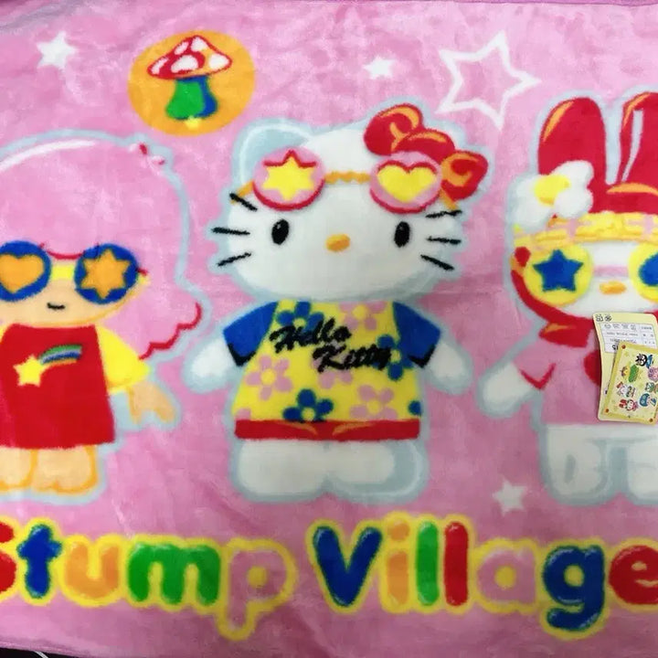 [BUNJANG] 2007 Sanrio Classic Hello Kitty My Melody Vintage Blanket / 2007년 산리오 고전키티 마이멜로디 고전 빈티지 담요