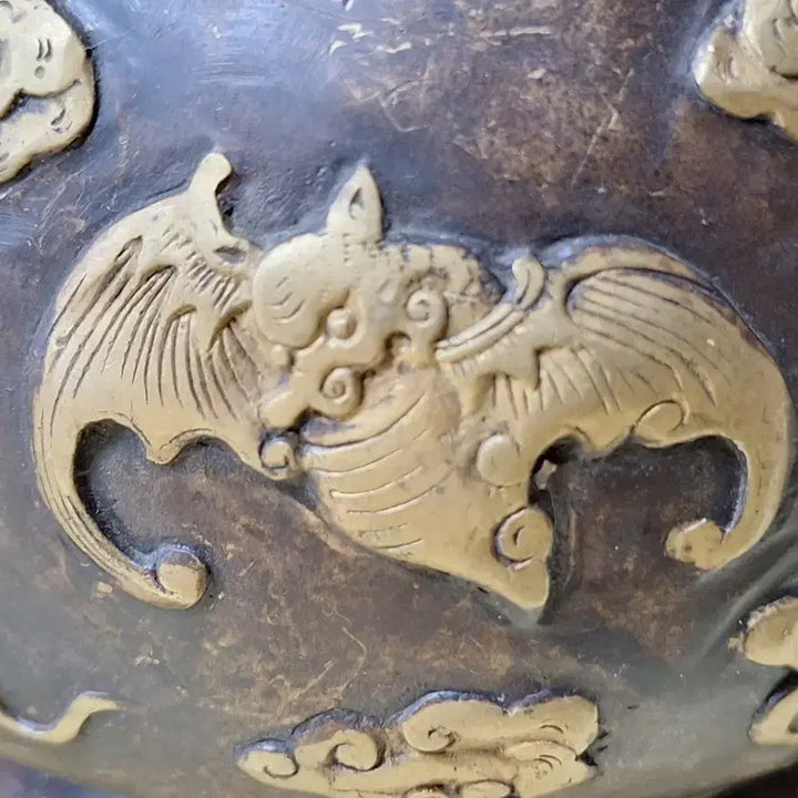 [BUNJANG] Antique Bronze Brazier with Cloud and Bat Motif / 수백년된 동으로된  화로
