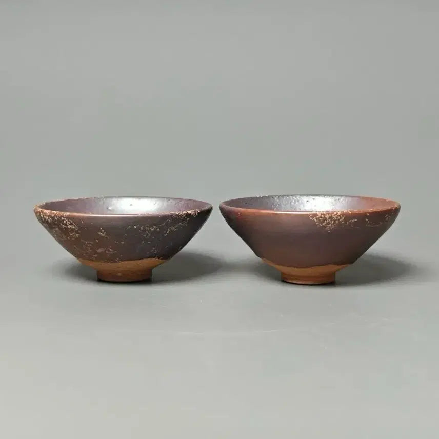 [BUNJANG] Yuan Dynasty Purple Glaze Tea Bowl Set - 2 Pieces / [진품] 원대 자주유 다완 2점 일괄 출토품 중국도자기 골동품 수집품