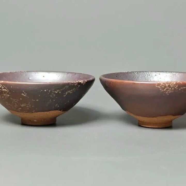 [BUNJANG] Yuan Dynasty Purple Glaze Tea Bowl Set - 2 Pieces / [진품] 원대 자주유 다완 2점 일괄 출토품 중국도자기 골동품 수집품