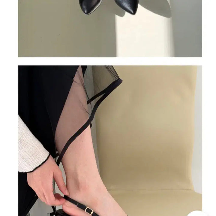 [BUNJANG] 245 Black Slingback Shoes with Wide Fit / 유엠  245, 발볼 늘림 검은색 슬링백 구두