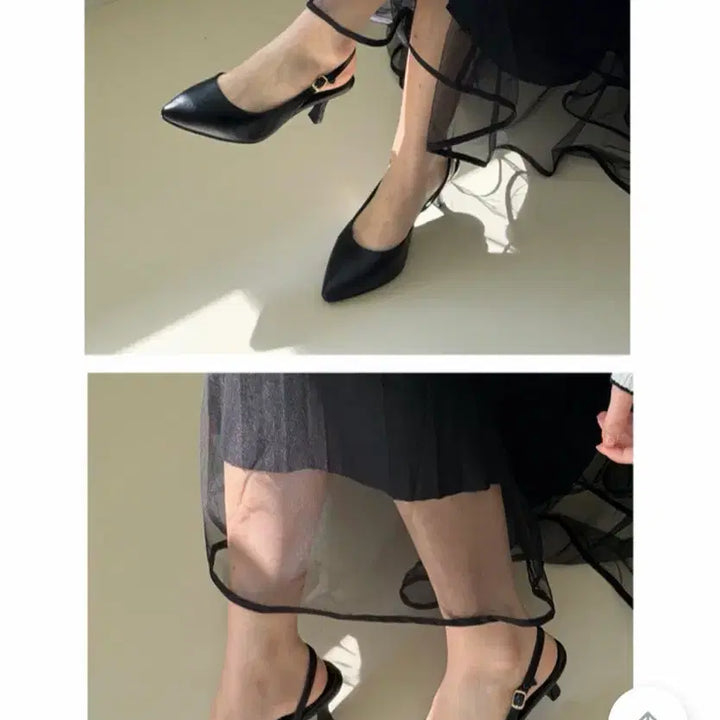 [BUNJANG] 245 Black Slingback Shoes with Wide Fit / 유엠  245, 발볼 늘림 검은색 슬링백 구두