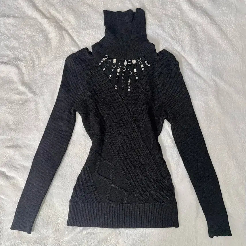 [BUNJANG] Vintage Y2K Oriental Style Knit Top / 목폴라 니트 일본빈티지 y2k 갸루 오네갸루 섹시 오리엔탈 대장템 로걀