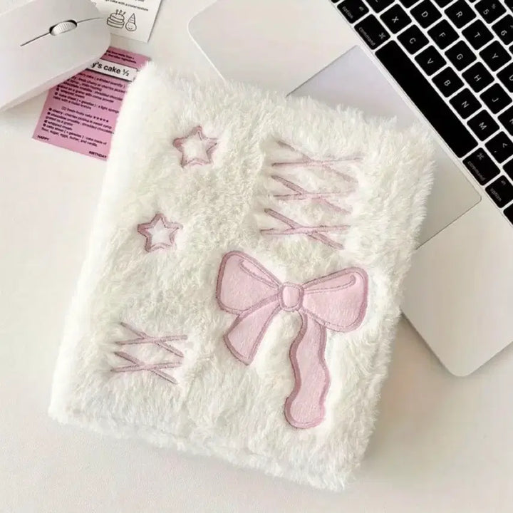 [BUNJANG] Sky Blue Ribbon Fur Photocard Binder Holder Diary / 하늘색 리본 털 포토카드 바인더 포카 홀더 다이어리