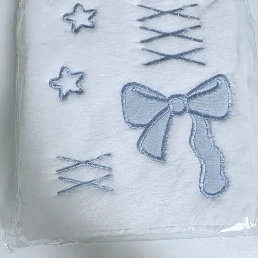 [BUNJANG] Sky Blue Ribbon Fur Photocard Binder Holder Diary / 하늘색 리본 털 포토카드 바인더 포카 홀더 다이어리