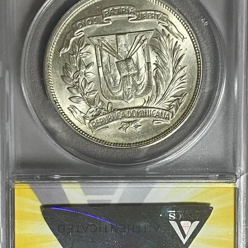 [BUNJANG] ANACS 1955 Dominican Republic Trujillo Commemorative Peso MS62 Silver Coin / ANACS 1955년 도미니카 트루히요 기념 페소 MS 62 은화