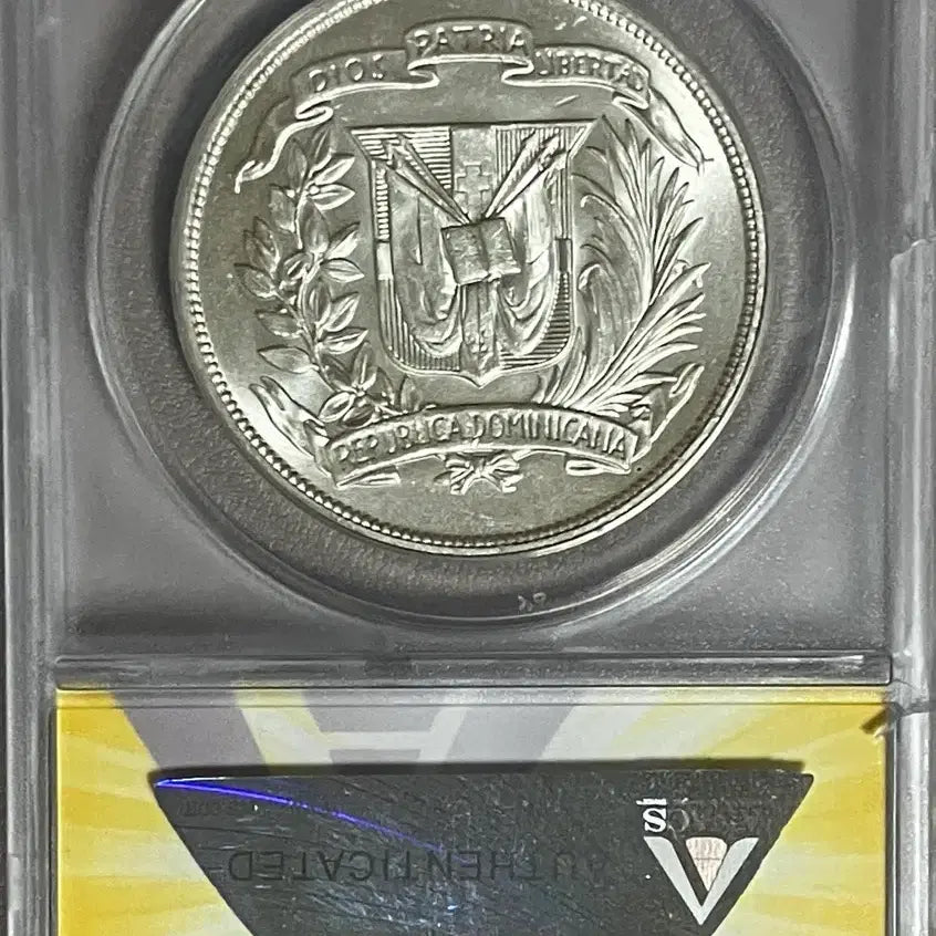 [BUNJANG] ANACS 1955 Dominican Republic Trujillo Commemorative Peso MS 63 Silver Coin / ANACS 1955년 도미니카 트루히요 기념 페소 MS 63 은화