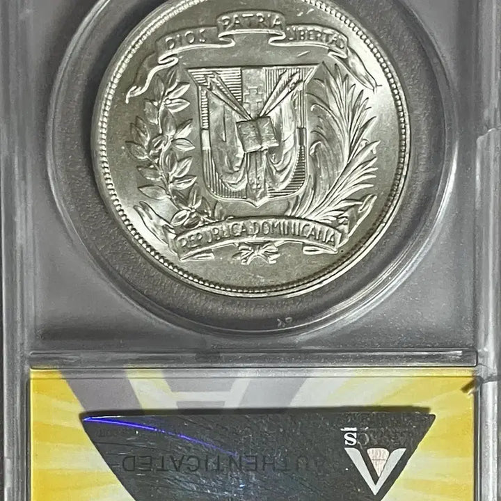 [BUNJANG] ANACS 1955 Dominican Republic Trujillo Commemorative Peso MS 63 Silver Coin / ANACS 1955년 도미니카 트루히요 기념 페소 MS 63 은화