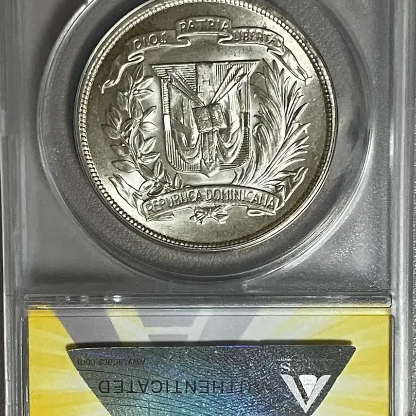 [BUNJANG] 1955 Dominican Republic Trujillo Commemorative Peso MS 64 Silver Coin / ANACS 1955년 도미니카 트루히요 기념 페소 MS 64 은화