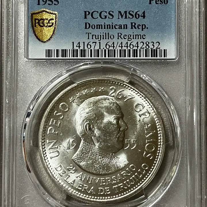[BUNJANG] PCGS Graded 1955 Dominican Republic Trujillo Commemorative Peso Silver Coin MS 64 / PCGS 1955년 도미니카 트루히요 기념 페소 MS 64 은화