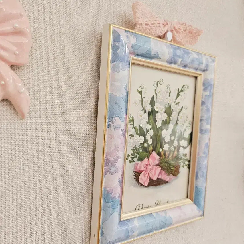[BUNJANG] Vintage Lily of the Valley Floral Frame / 빈티지 은방울꽃 리본 플로럴 액자