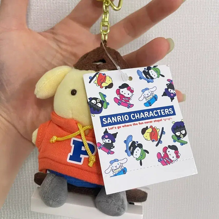 [BUNJANG] Sanrio Skateboard Series Pompompurin Mascot Plush Keychain / (새상품) 산리오 스케이트보드 시리즈 폼폼푸린 마스코트 인형 키링