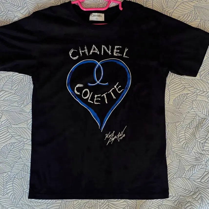 [BUNJANG] Chanel x Colette Heart Print Short Sleeve T-Shirt / 샤넬 콜레트 하트 프린팅 반팔 티셔츠(M/무료배송)