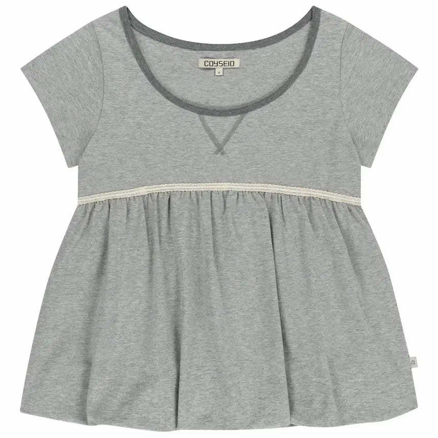 [BUNJANG] KOSEIO Lace Balloon T-Shirt Grey Size 2 / 코이세이오 레이스 벌룬티셔츠 그레이 2사이즈