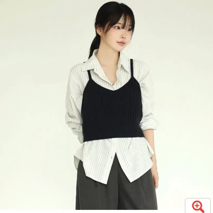 [BUNJANG] 66Girls Mir Cropped Knit Bralette Layered Top / (50%할인) 육육걸즈 미르꽈배기니트뷔스티에 봄가을여자옷 크롭 레이어드