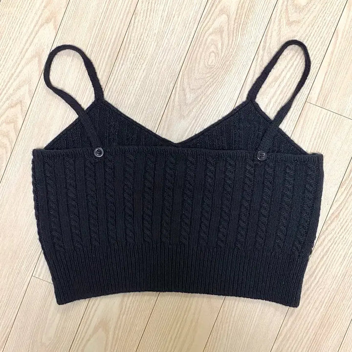 [BUNJANG] 66Girls Mir Cropped Knit Bralette Layered Top / (50%할인) 육육걸즈 미르꽈배기니트뷔스티에 봄가을여자옷 크롭 레이어드